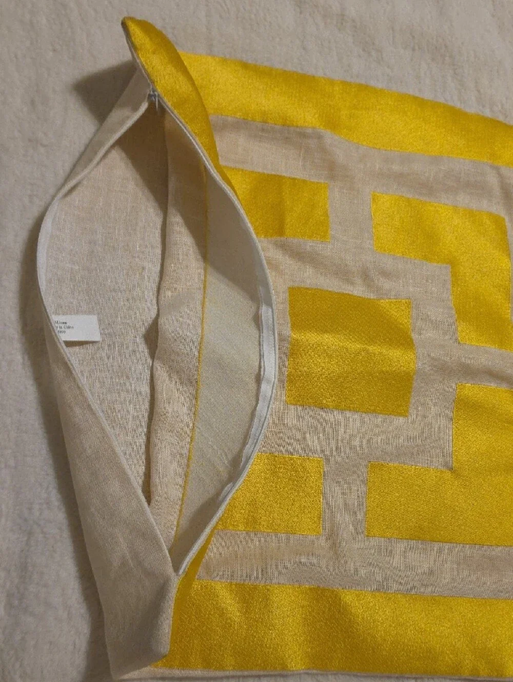 Trina Turk Palm Springs Block Gold Embroidered Pillow Case 100% linen